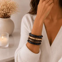 Lot de 4 bracelets joncs résine – Détail doré