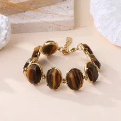 Bracelet acier et pierres naturelles