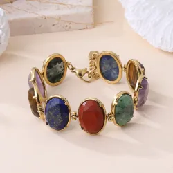 Bracelet acier et pierres naturelles