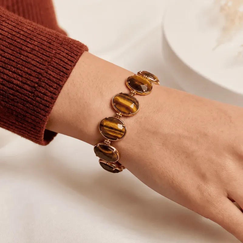 Bracelet acier et pierres naturelles