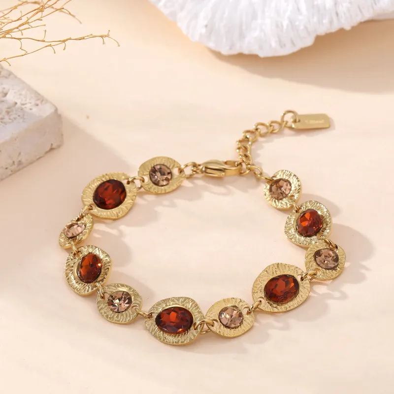 Bracelet acier doré et cristaux