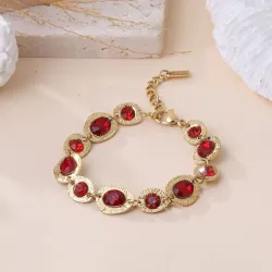Bracelet acier doré et cristaux