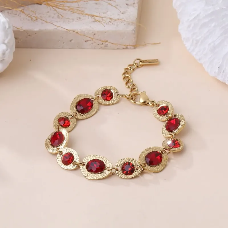 Bracelet acier doré et cristaux