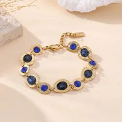 Bracelet acier doré et cristaux