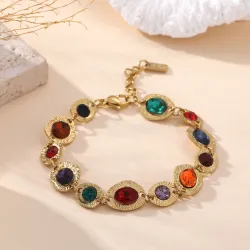 Bracelet acier doré et cristaux