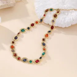 Collier acier et cristaux