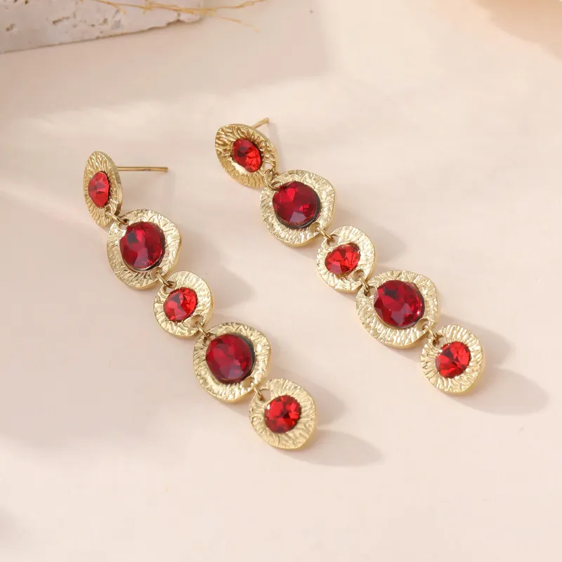 Boucles d'oreilles acier doré et cristaux