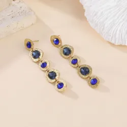 Boucles d'oreilles acier doré et cristaux