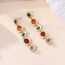 Boucles d'oreilles acier doré et cristaux