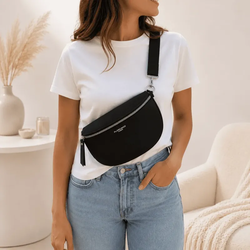 Sac banane femme en matière synthétique – Multi-poches