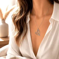 Collier Cœur Ajouré Acier Inoxydable Femme | Réglable