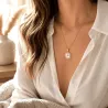 Collier Médaillon Nacre Étoile en Acier Inoxydable Femme  Titre URL