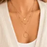 Collier Triple Rang Cercle Acier Inoxydable Femme