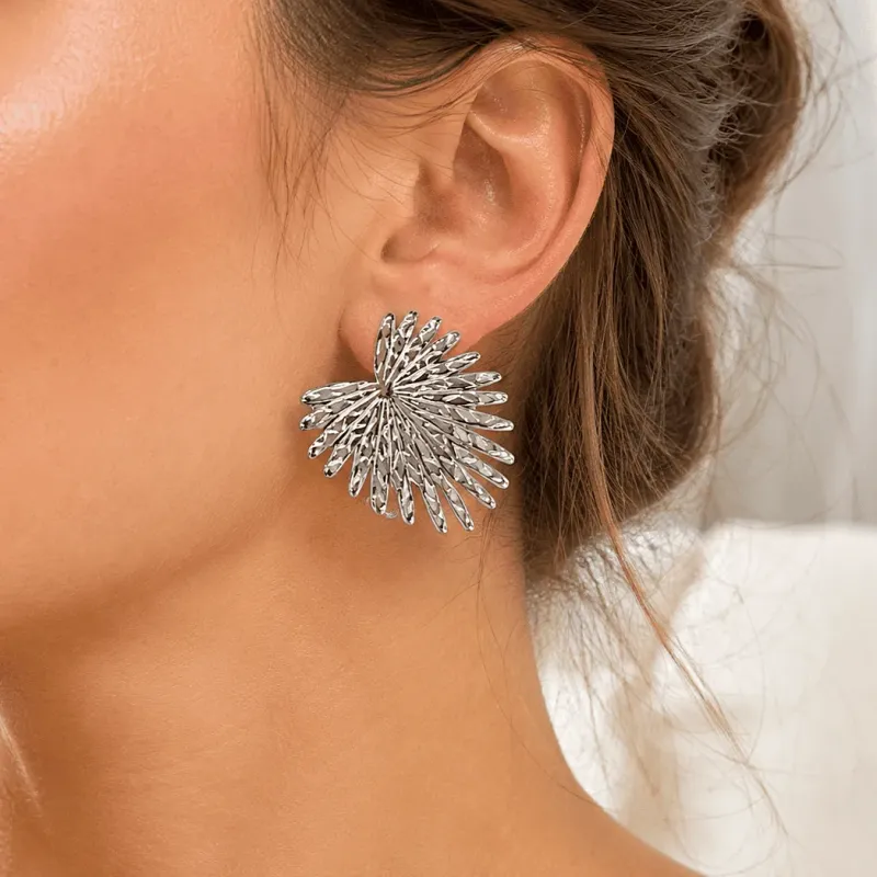 Boucles d’Oreilles Éventail Soleil Acier Inoxydable Femme