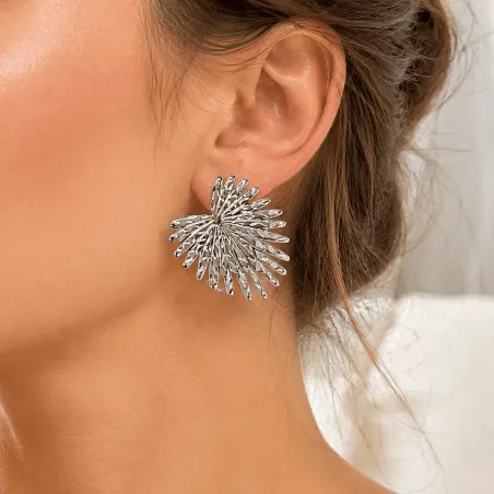 Boucles d’Oreilles Éventail Soleil en Acier Inoxydable