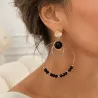 Boucles d’oreilles dorées avec perles noires