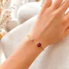 Jonc luxe doré fleur colorée et strass