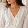 Collier sautoir luxe doré fleur colorée et strass