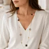 Collier sautoir luxe doré fleur colorée et strass