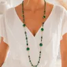 Collier sautoir perles et pierres colorées