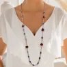 Collier sautoir perles et pierres colorées