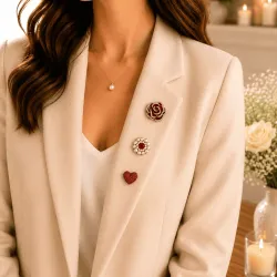 Pack de 3 broches fantaisie Rose, Perles & Cœur – Plusieurs coloris