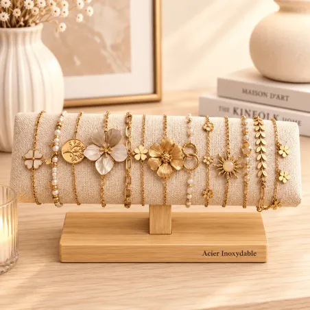 Pack de 12 bracelets en acier - nude, doré