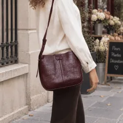 Sac cabas femme effet croco avec pochette assortie