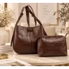 Sac cabas femme effet croco avec pochette assortie