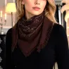 Écharpe carrée femme 70x70 motif bandana 20% laine
