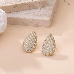 Boucles d’oreilles dorées goutte à strass