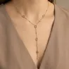 Collier Y acier inoxydable doré maillons ovales femme