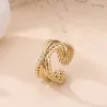 Bague ajustable acier inoxydable doré multirangs