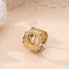 Bague ajustable acier inoxydable doré martelée