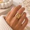Bague ajustable acier inoxydable doré martelée