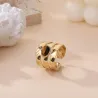 Bague ajustable acier inoxydable doré œil de tigre
