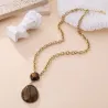 Collier doré pendentifs effet pierre marron