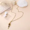 Sautoir acier inoxydable doré pendentif pierres