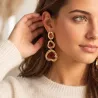 Boucles d’oreilles pendantes dorées – pierres effet ambre