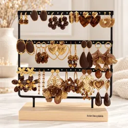 Pack 18 paires boucles d’oreilles acier inoxydable marron