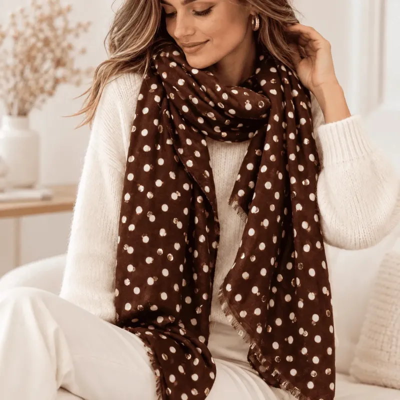 Écharpe tendance à pois détails dorés