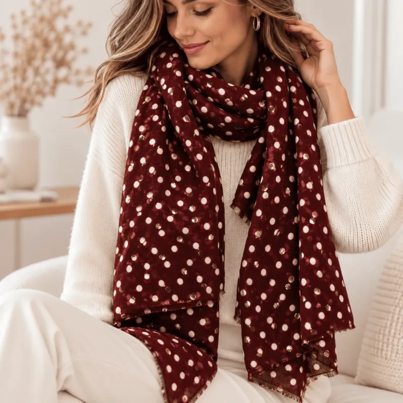 Écharpe tendance à pois détails dorés