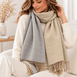 Écharpe hiver bicolore à franges