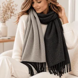 Écharpe hiver bicolore à franges