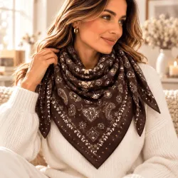 Carré foulard femme bandana clouté 90 x 90 cm