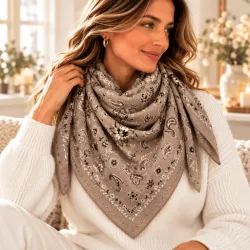 Carré foulard femme bandana clouté 90 x 90 cm