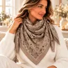 Carré foulard femme bandana clouté 90 x 90 cm