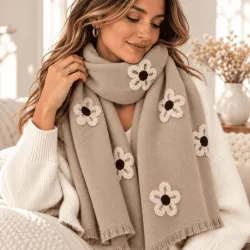 Écharpe hiver à fleurs