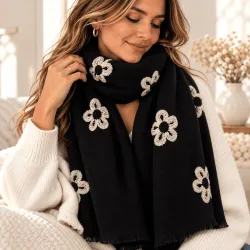 Écharpe hiver à fleurs