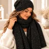 Ensemble bonnet écharpe femme en maille lurex